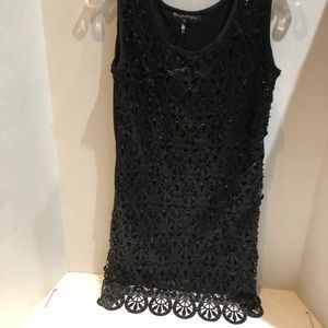 Day and Night Beaded Lace Black Mini Dress